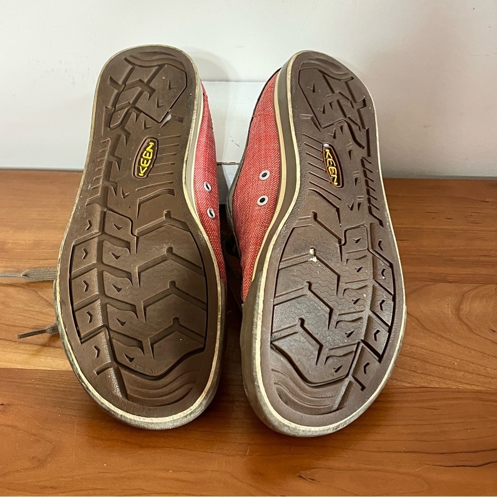 Keen Coronado Red Canvas Taupe Leather Low Top Sneakers Womens 8.5 1004619 - Picture 7 of 9